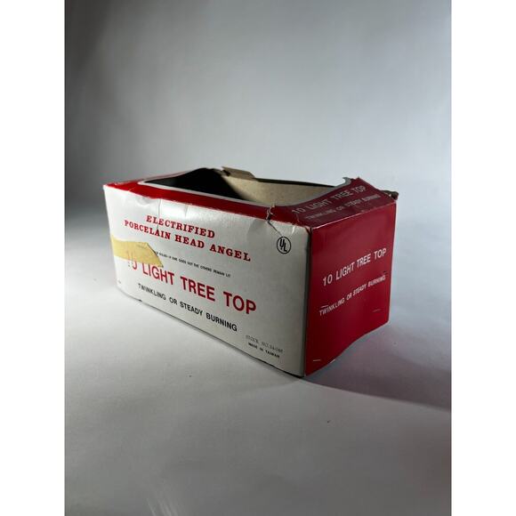 Vintage Lighted Angel Christmas Tree Topper Works Porcelain Face in Original Box - Picture 13 of 16